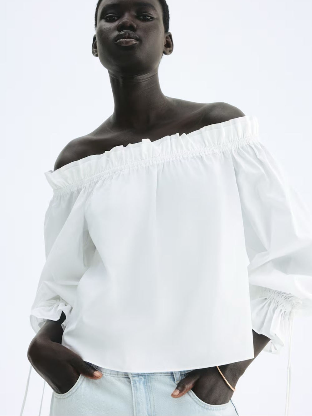 NWT H&M poplin off the shoulder blouse
